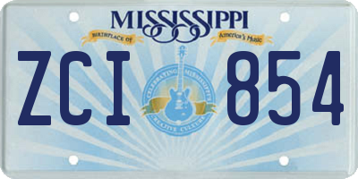 MS license plate ZCI854