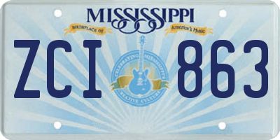 MS license plate ZCI863