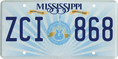 MS license plate ZCI868