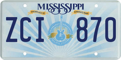 MS license plate ZCI870