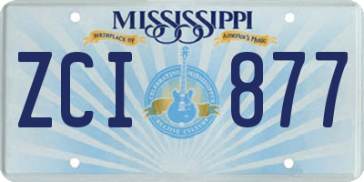 MS license plate ZCI877