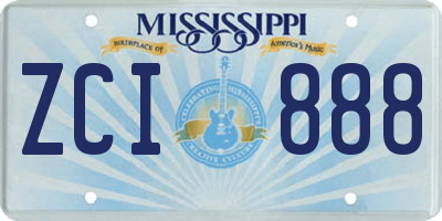 MS license plate ZCI888