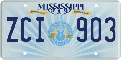 MS license plate ZCI903