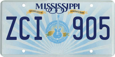 MS license plate ZCI905
