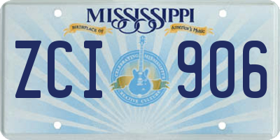 MS license plate ZCI906