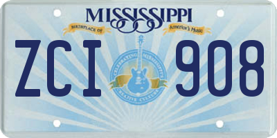 MS license plate ZCI908