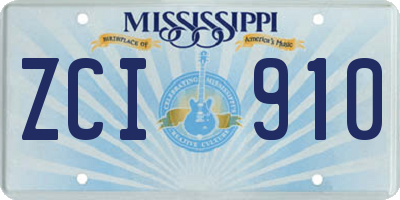 MS license plate ZCI910