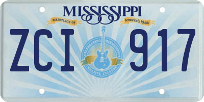 MS license plate ZCI917