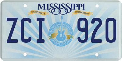 MS license plate ZCI920