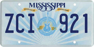 MS license plate ZCI921