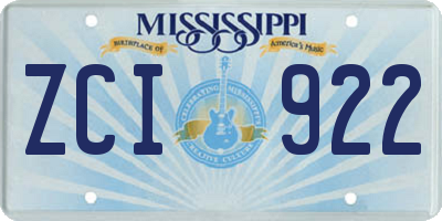 MS license plate ZCI922