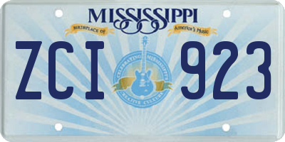 MS license plate ZCI923