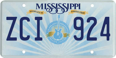 MS license plate ZCI924