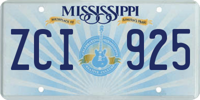 MS license plate ZCI925