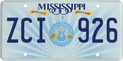 MS license plate ZCI926