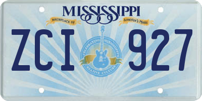MS license plate ZCI927