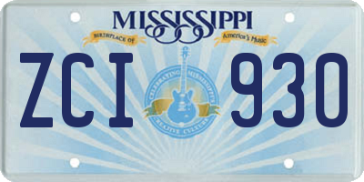 MS license plate ZCI930