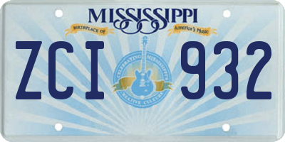 MS license plate ZCI932