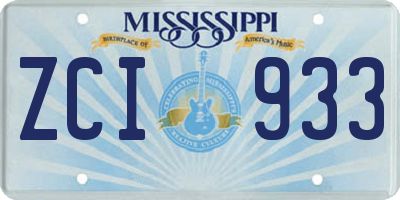 MS license plate ZCI933