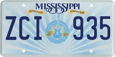 MS license plate ZCI935