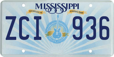 MS license plate ZCI936