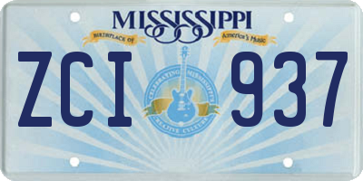 MS license plate ZCI937