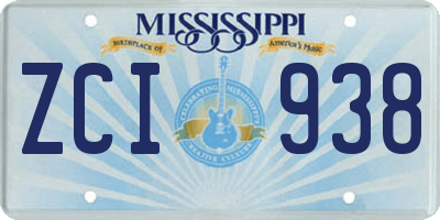 MS license plate ZCI938
