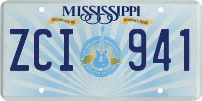 MS license plate ZCI941
