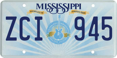 MS license plate ZCI945