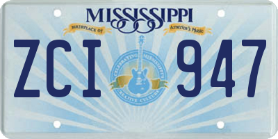 MS license plate ZCI947