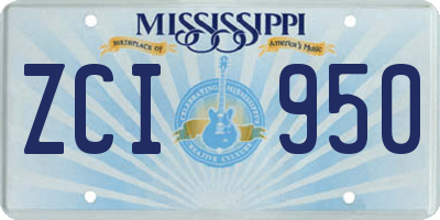 MS license plate ZCI950