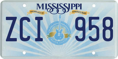 MS license plate ZCI958