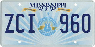 MS license plate ZCI960