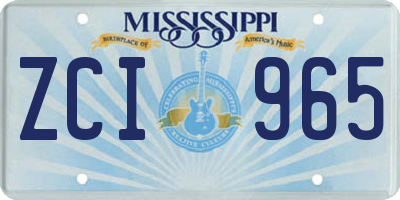MS license plate ZCI965