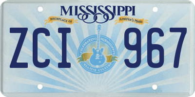 MS license plate ZCI967