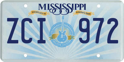MS license plate ZCI972