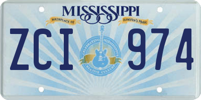 MS license plate ZCI974