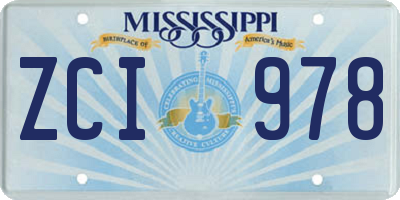MS license plate ZCI978