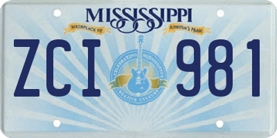 MS license plate ZCI981