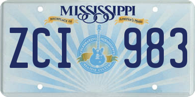 MS license plate ZCI983