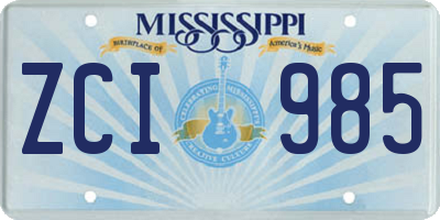 MS license plate ZCI985