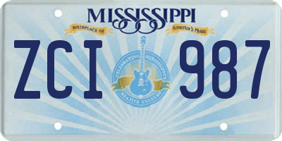MS license plate ZCI987