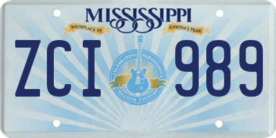 MS license plate ZCI989
