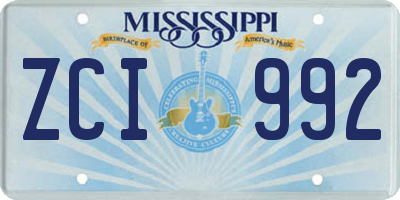 MS license plate ZCI992