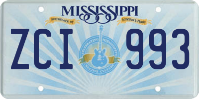 MS license plate ZCI993