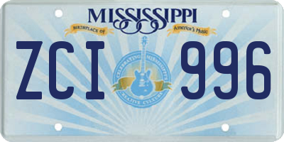 MS license plate ZCI996