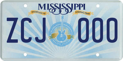MS license plate ZCJ000