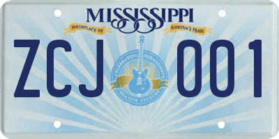 MS license plate ZCJ001