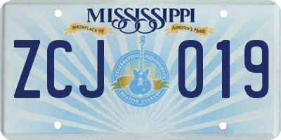 MS license plate ZCJ019