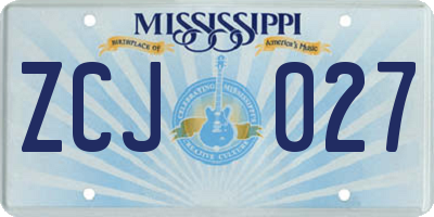 MS license plate ZCJ027